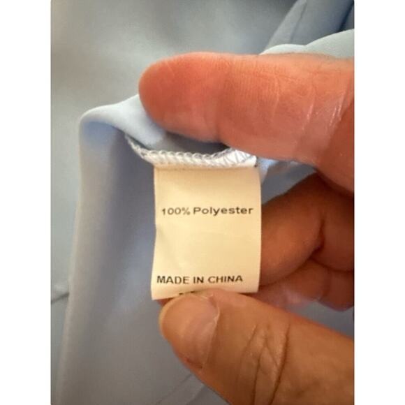 Short Sleeve Women Split V Neckline Summer Chiffon Pullover Top SZ XL Blue NWOT - Picture 6 of 7